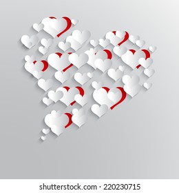 Abstract vector background with paper hearts. 