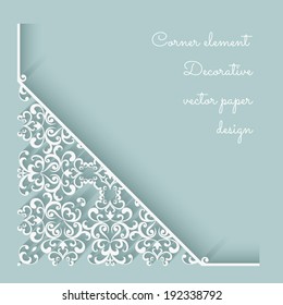 Abstract vector background with paper lace corner ornament, eps10