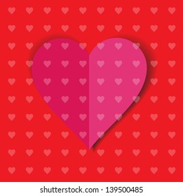abstract vector background with paper valentine heart, romantic colorful card design