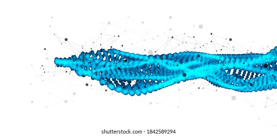 Abstract vector background. Particles dynamic flow with plexus effect.