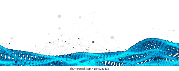 Abstract vector background. Particles dynamic flow with plexus effect.
