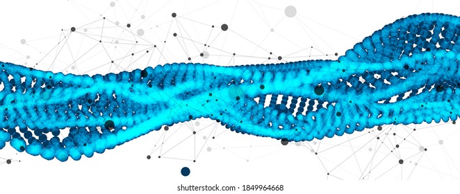 Abstract vector background. Particles dynamic flow with plexus effect.
