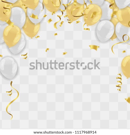 abstract vector background and Vector party balloons illustration. Confetti and ribbons flag ribbons, Celebration