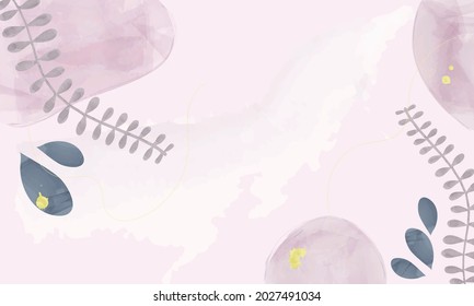 Resumen de fondo vectorial con hojas pastel en acuarela.