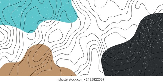 abstract vector background with pastel-colored shapes and topographic lines. vintage minimalist background wallpaper concept. Abstract minimalist fluid shapes background grunge texture.