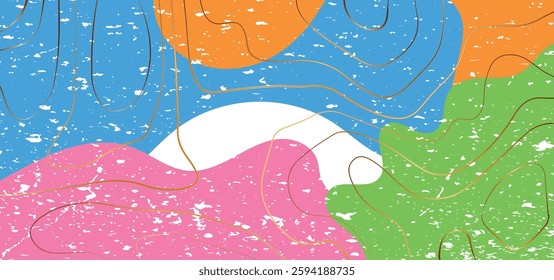 abstract vector background with pastel-colored shapes and topographic lines. vintage minimalist background wallpaper concept. Abstract minimalist fluid shapes background grunge texture.