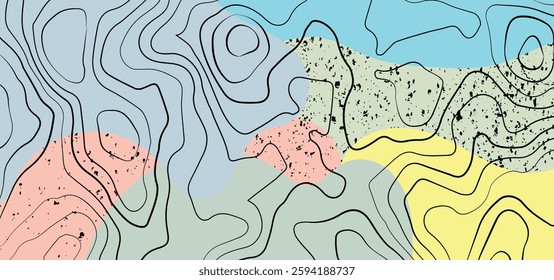 abstract vector background with pastel-colored shapes and topographic lines. vintage minimalist background wallpaper concept. Abstract minimalist fluid shapes background grunge texture.