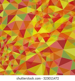 Abstract vector background with a pattern of bright colored triangles.