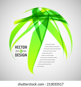 Abstract Vector Background, Pattern of Green Round Stripes with Banner 