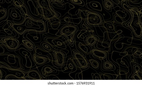 Abstract vector background pattern. Ripples, water, turbulent surface. Golden, isolated black background
