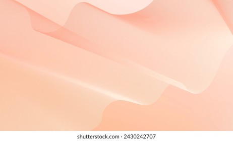 Abstract vector background. Peach fuzz with dynamic waves, pink and orange blend waves. Futuristic backdrop with network wavy lines. Premium template with stripes and gradient mesh banner, poster.