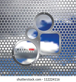 abstract vector background with perforated metal plate and sky
