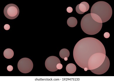 Abstract vector background of pink bubbles
on black. Defocused circles texture.