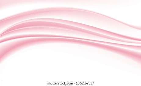 Abstract vector background pink cloth or pink liquid wave. Abstract  pink fabric texture for show product. Beautiful background. Shiny silk fabric. Cloth soft wave. Creases of satin, silk, and cotton.