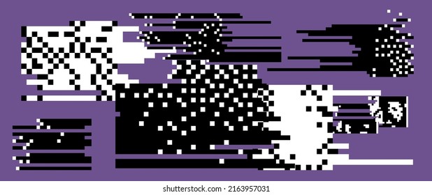 Abstract Vector Background With Pixel Bitmap Glitches And Flickers. Broken Computer Screen Concept.