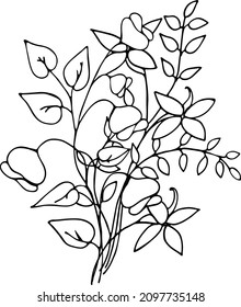 Abstract vector background with plant elements, hand-drawn.For fabric design, postcards, paintings, decorations