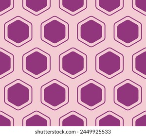Fondo de Vector Abstractas. Color ciruela sobre fondo a juego. Celdas de mosaico de hexágonos redondeados con relleno y celdas sólidas internas. Grandes hexágonos. Patrón sin costuras. Ilustración vectorial con mosaico.