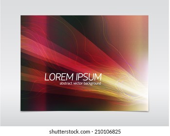 Abstract vector background with point grid, light beams, color curves and irradiated film effect. For high technology and business design projects. 