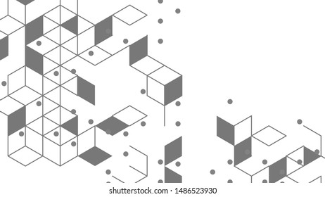 Abstract vector background. Polygon vector illustration. Technology futuristic design. Black cube shape pattern. Geometric lines. Digital backdrop. 