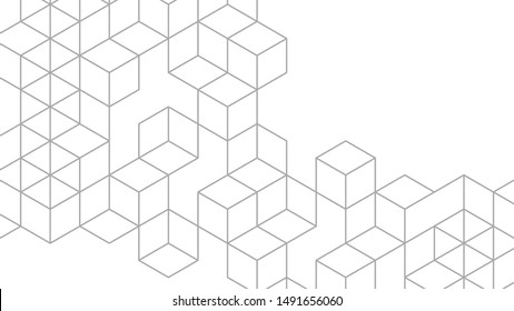 Abstract vector background. Polygon vector illustration. Technology futuristic design. Black cube shape pattern. Geometric lines. Digital backdrop. 