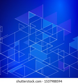 Abstract vector background. Polygon vector illustration. Technology futuristic design. Black cube shape pattern. Geometric lines. Digital backdrop.
