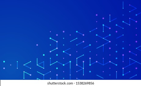 Abstract vector background. Polygon vector illustration. Technology futuristic design. Black cube shape pattern. Geometric lines. Digital backdrop.