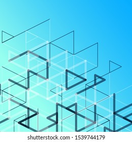 Abstract vector background. Polygon vector illustration. Technology futuristic design. Black cube shape pattern. Geometric lines. Digital backdrop.