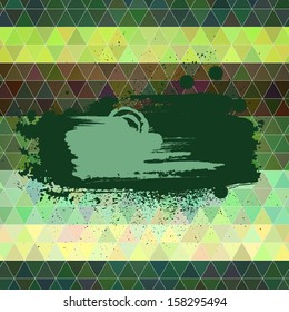 Abstract vector background. Polygon style backdrop with an artistic paint banners. Retro tints