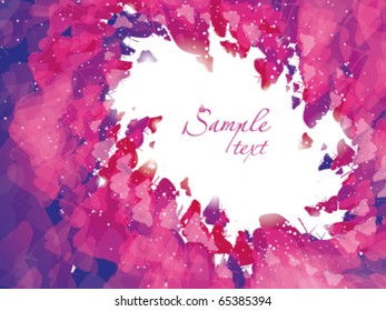 Abstract vector background with purple butterflies