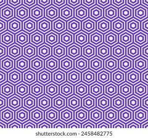 Abstract vector background. Purple color on matching background. Plain hexagon frames. Hexagonal shapes. Seamless pattern. Tileable vector illustration.