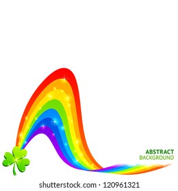 Abstract vector background with rainbow and lucky clover, vector illustration for St. Patrick's day