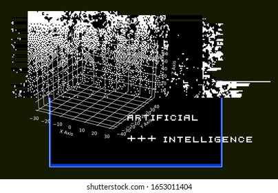 Abstract vector background with random pixel noise. Concept image of generative art, steganography, cryptographic image encryption algorithm.