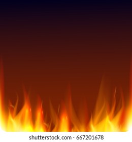 Abstract vector background with realistic fire flames effect. Hell background