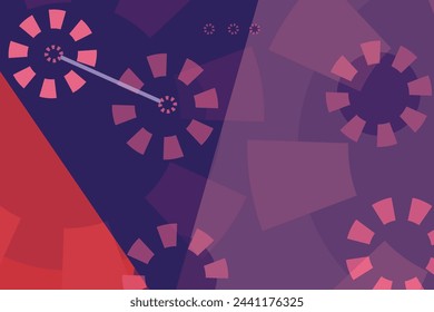 Abstract vector background with a red blue pink color gears. The circles are of different sizes and are scattered all over the background.