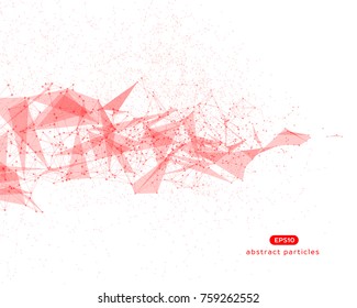 Abstract vector background with red cybernetic particles on white background.