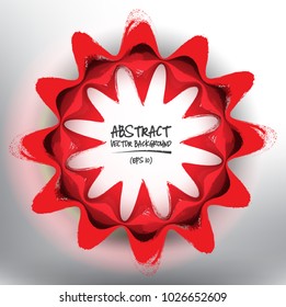 Abstract vector background. Red vector hand drawn brush strokes in circular form. Isolated with realistic light and shadow on the light panel. Vector illustration. Eps 10.