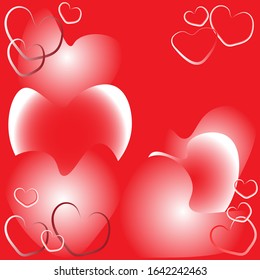 Abstract vector background. Red hearts background with gradient fill