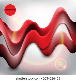 Abstract vector background. Abstract red waves background. Red wavy lines in motion. Vector illustration. Eps 10.