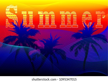 Abstract vector background in retro futurism style. Concept summer. 10 EPS