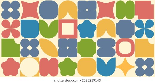 Vetor de fundo abstrato em estilo retrô. Brutalismo. Formas geométricas simples.