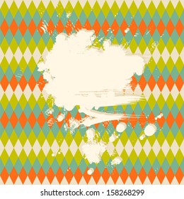 Abstract vector background. Rhombs style card and artistic paint splatter banner