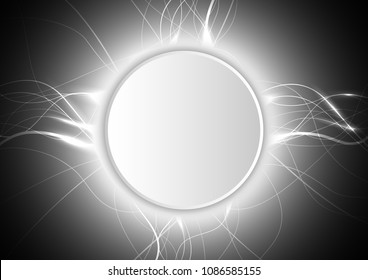 Abstract vector background with round banner for your text. Geometric bright waves