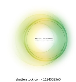 Abstract vector background round green wavy lines circle shape transparent wave frame