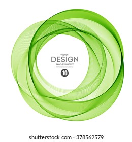 Abstract Vector Background Round Green Wavy Circle Shape Lines Circles Transparent Wave Frame