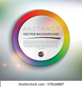 Abstract vector background. Round paper note with place for your text on the colorful design with realistic light and shadow on the white background. Vector illustration. Eps10.