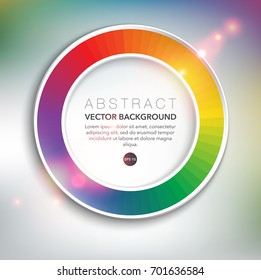 Abstract vector background. Round paper ring with spectrum design. Isolated with realistic light and shadow on the white background. Vector illustration. Eps10.