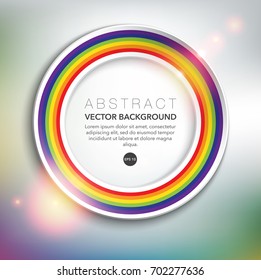 Abstract vector background. Round paper ring with rainbow design. Isolated with realistic light and shadow on the white background. Vector illustration. Eps10.