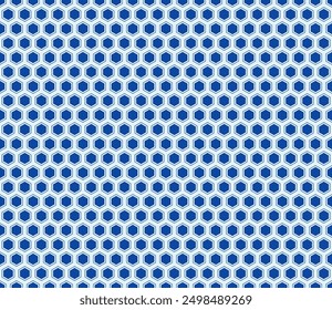 Fondo de Vector Abstractas. Color azul real sobre fondo a juego. Células de mosaico hexagonal con relleno y células sólidas internas. Formas geométricas hexagonales. Patrón sin fisuras. Ilustración vectorial basculante.
