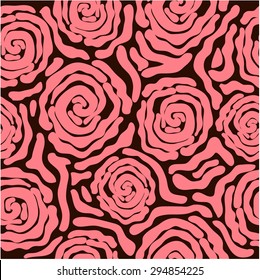 Abstract vector background. Safari collection. Seamless floral pattern. African roses. Zebra print. Pink on brown. Backgrounds & textures shop.