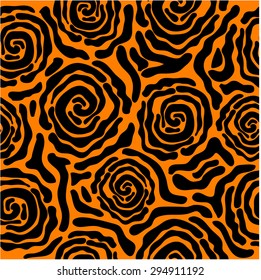 Abstract vector background. Safari collection. Seamless floral pattern. African roses. Zebra print. Black on gold. Backgrounds & textures shop.